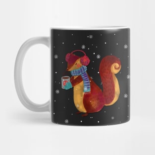 Winter squirrel drinking coffee Mug